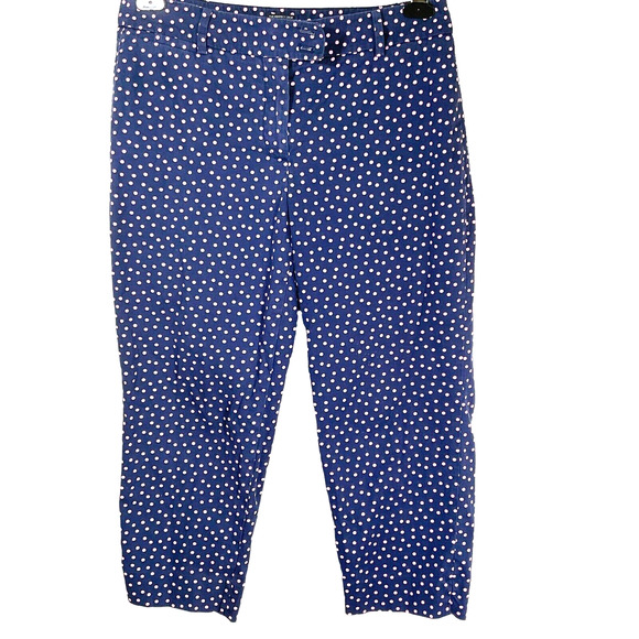 Talbots Women Sz Petite 6P Pant Blue Pink Polka Dot Crop Curvy Capri Stretch - Picture 1 of 8